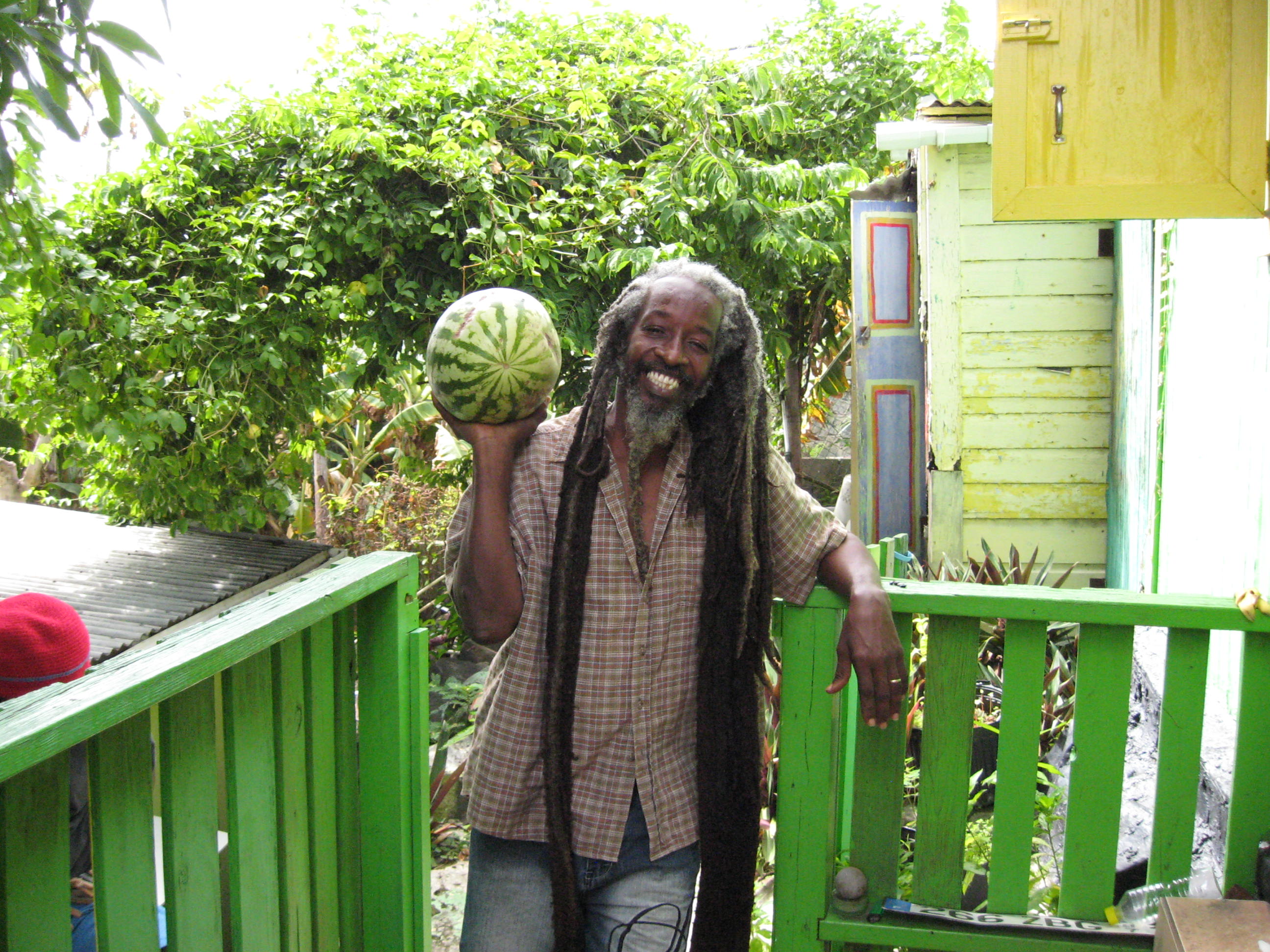 St. Maarten Bushman with a watermelon. Melanie Reffes