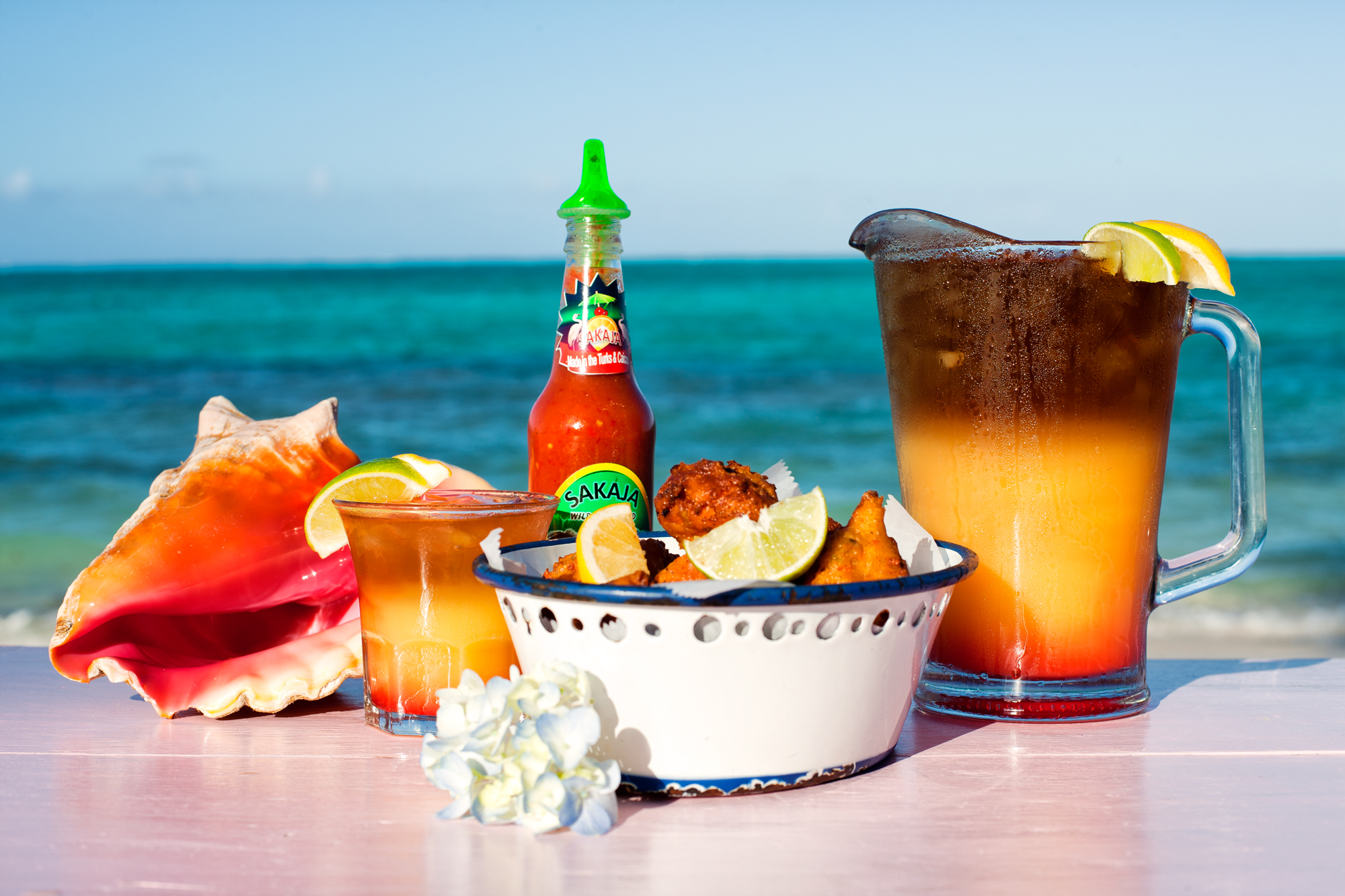 Turks & Caicos food table. Martin A Lingnau, Mermaid Pictures